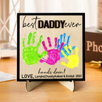 wooden handprint sign personalized father s day diy hands down plaque design ornament for everyday use