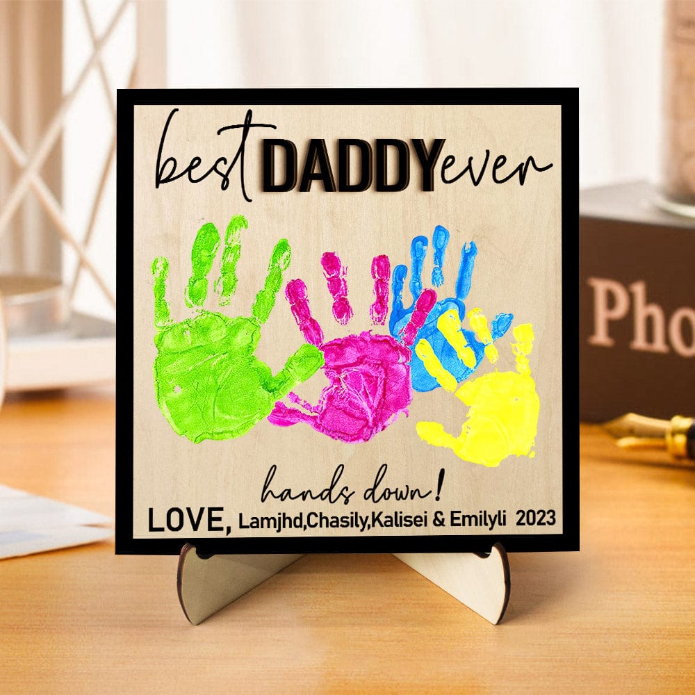 wooden handprint sign personalized father s day diy hands down plaque design ornament for everyday use
