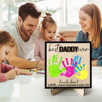 wooden handprint sign personalized father s day diy hands down plaque ornament for dad personalized gift
