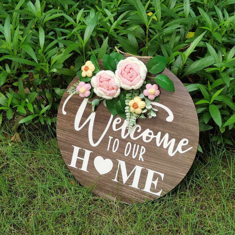 warm welcome wooden door sign for entryway decor