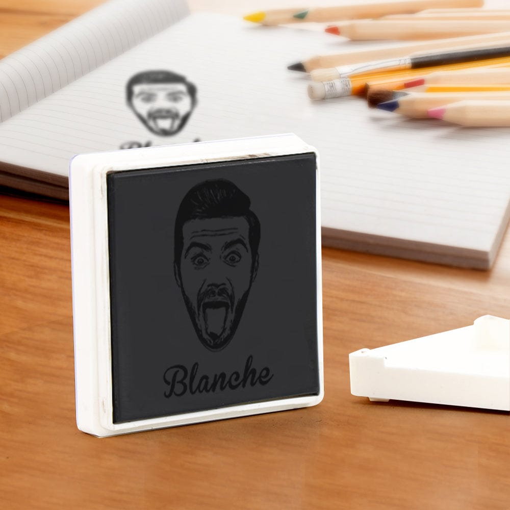 Personalized Pet Portrait Stamp Funny Custom Design Blue