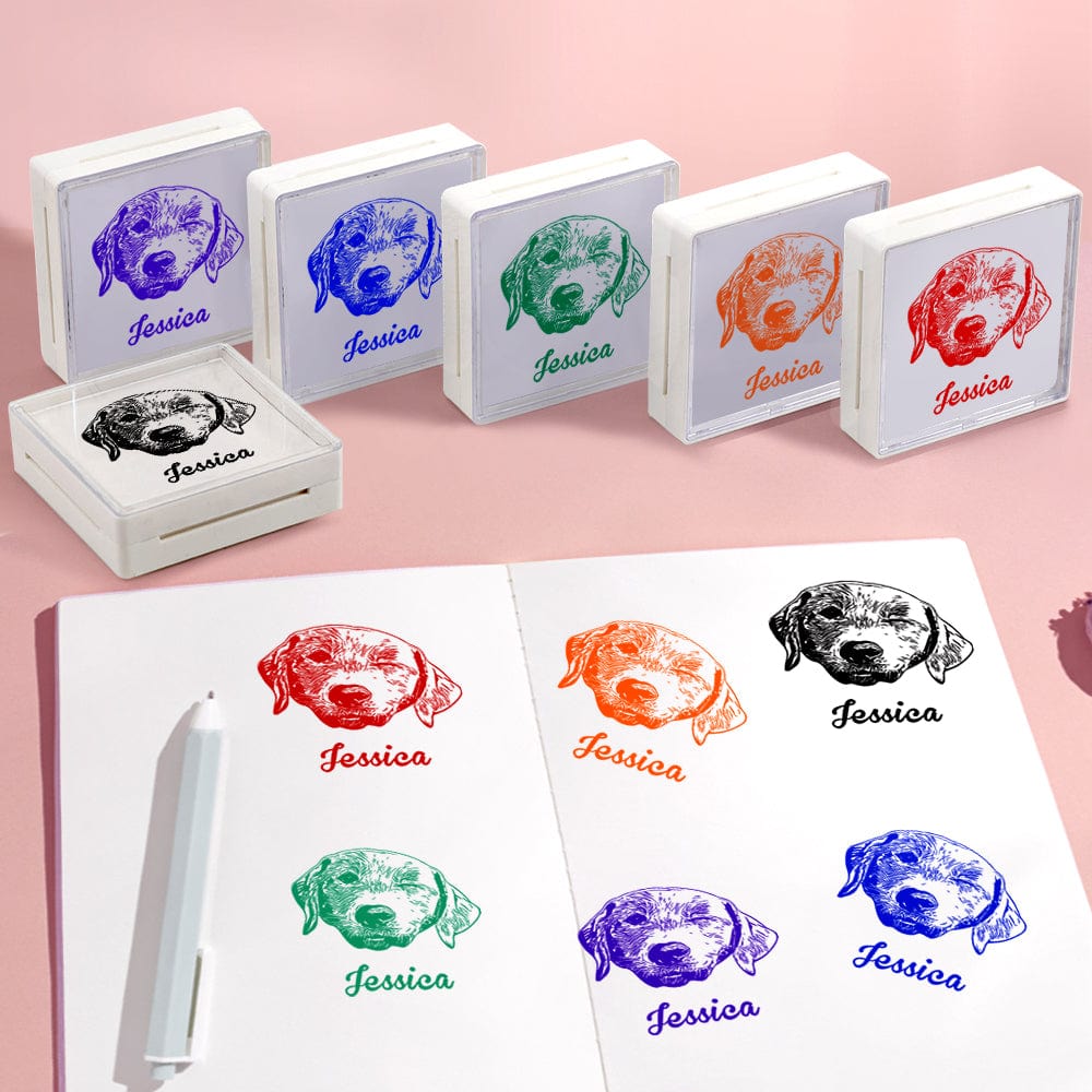 Black Stamp Personalized Pet Portrait Funny Custom Design