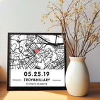 Personalized Framed Location Art Hand Drawn Street Map Plaque long distance gift