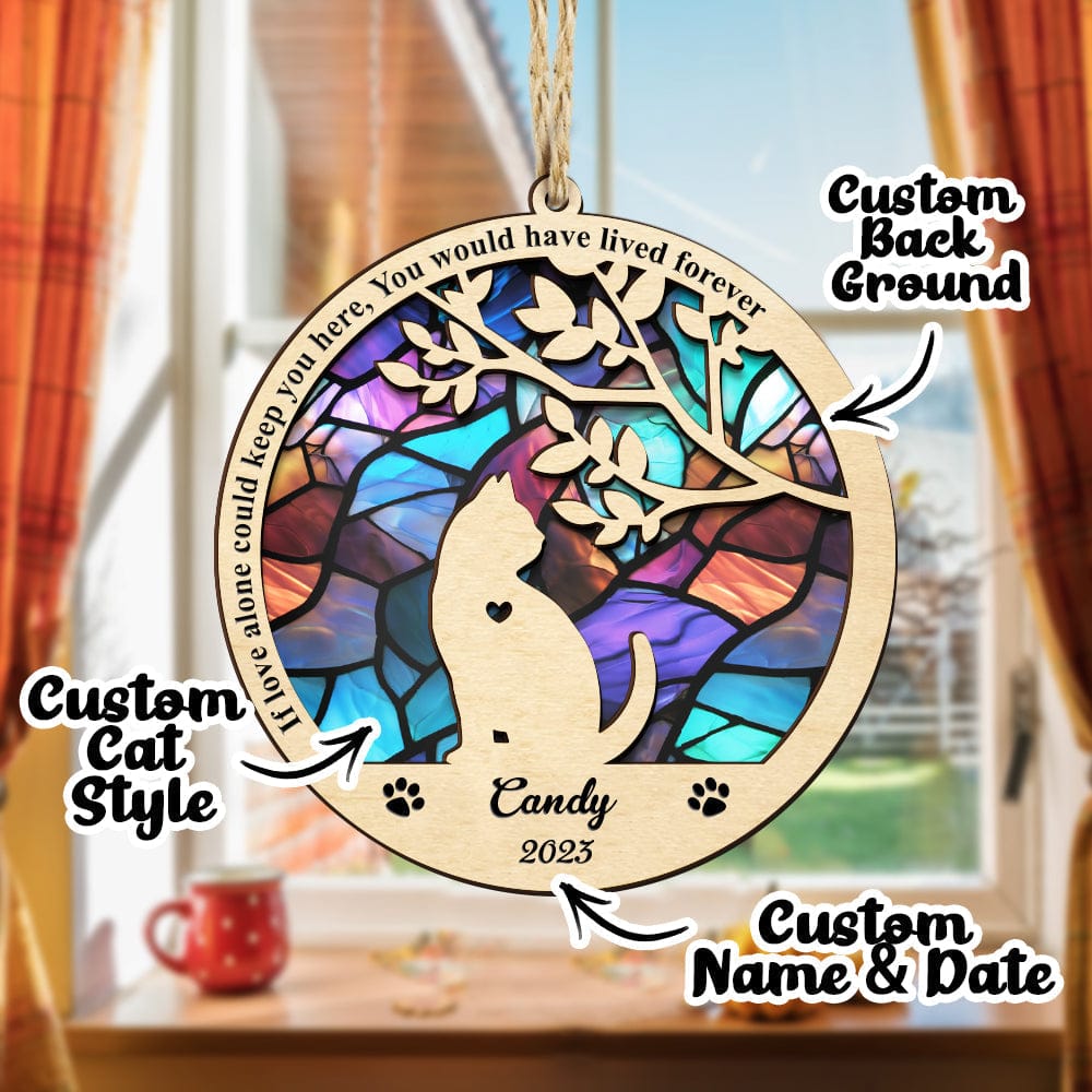 cat memorial suncatcher personalized cat tribute loss of cat gift