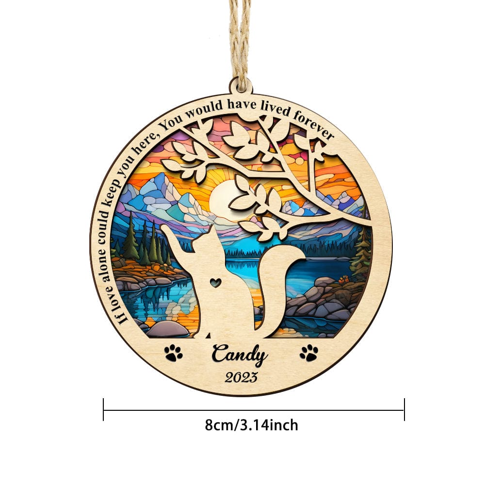 cat memorial suncatcher stained glass ornament detail loss of cat gift