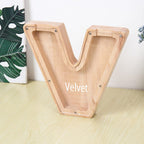 Custom Name Letter Piggy Bank Wooden Engraved Money Box Kids Christmas Gifts