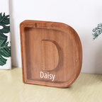 Custom Name Letter Piggy Bank Wooden Engraved Money Box Kids Christmas Gifts