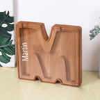 Custom Name Letter Piggy Bank Wooden Engraved Money Box Kids Christmas Gifts
