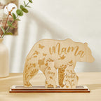 Personalized Mama Bear with Cubs Wood Desk Decor Gift for Mom
