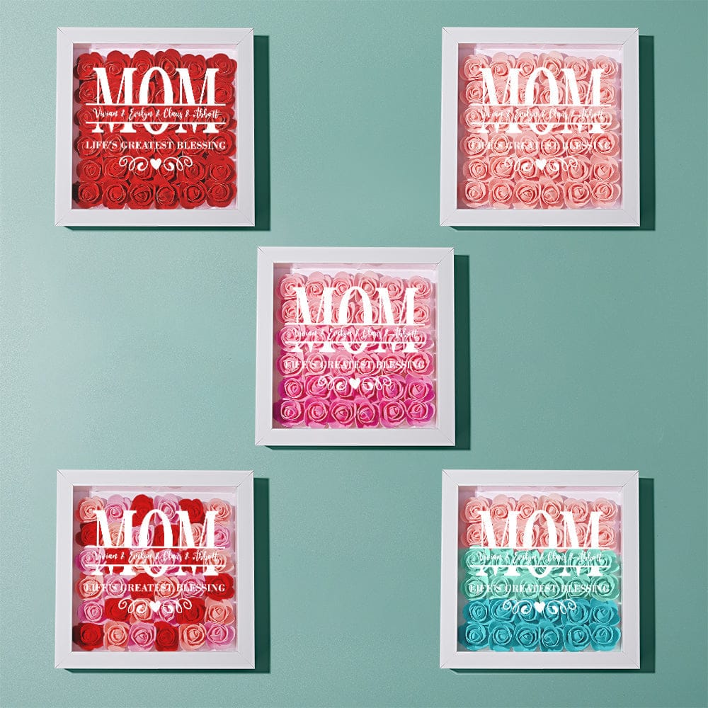 Custom Flower Shadow Box Personalized Name Flower Shadowbox Frame Mother's Day Gift