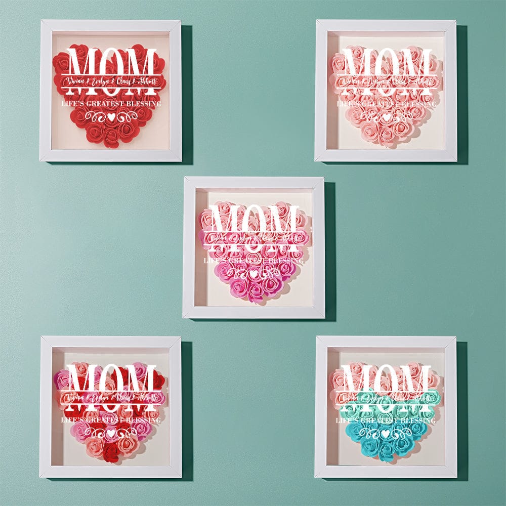Custom Flower Shadow Box Personalized Name Flower Shadowbox Frame Mother's Day Gift