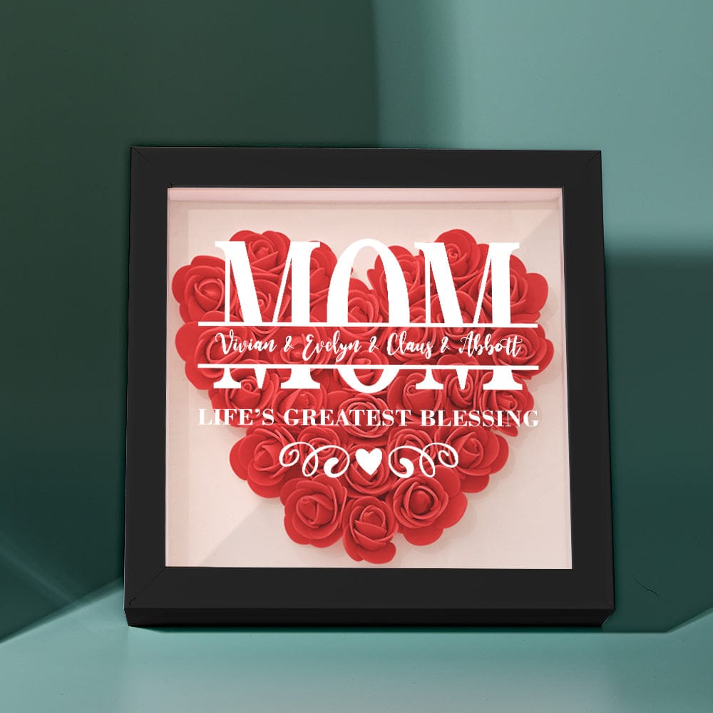 Custom Flower Shadow Box Personalized Name Flower Shadowbox Frame Mother's Day Gift