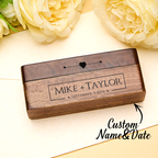 Personalized Engraved Wood Rings Bearer Box with Name and Date Wedding Proposal Gift for Couple