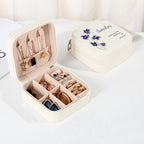 Personalized Birth Flower PU Leather Jewelry Box Bridesmaid Gift for Her