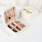 Personalized Birth Flower PU Leather Jewelry Box Bridesmaid Gift for Her