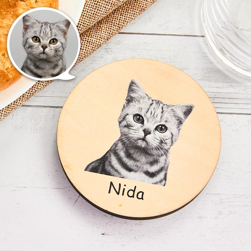 Custom Photo Wooden Coaster Personalized Picture Engraved Coaster Dining Table Decoration