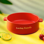 Custom Engraved Plate Binaural Ceramic Bowl Tableware Home Decoration
