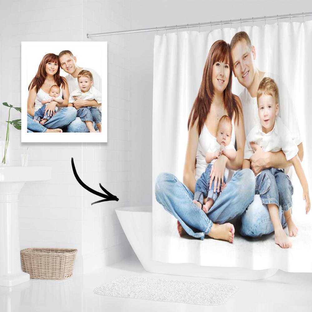 Custom Photo Shower Curtain Personalized Polyester Waterproof Backdrop - 6 Sizes