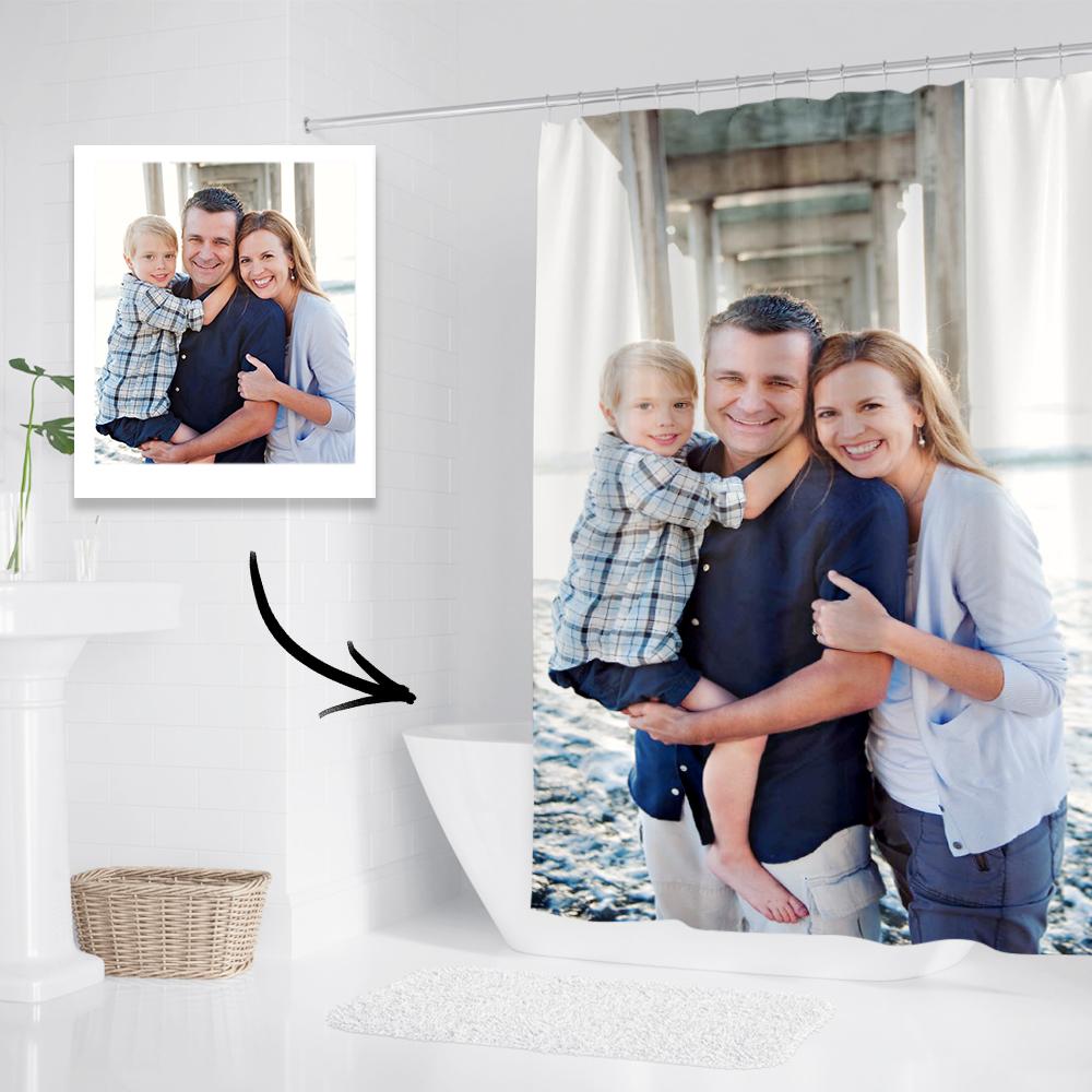 Custom Photo Shower Curtain Personalized Polyester Waterproof Backdrop - 6 Sizes