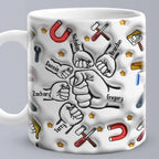 Personalized Fist Bump Mug for Papa - Custom 3D Inflated Design - Father's Day Gift