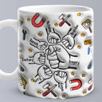 Personalized Fist Bump Mug for Papa - Custom 3D Inflated Design - Father's Day Gift