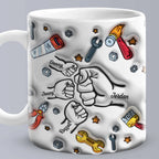 Personalized Names 1-6 Kids Custom 3D Inflated Effect Printed Mug - Perfect Father's Day Gift