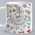 Personalized 3D Inflated Effect Kids Name Mug - Perfect Father's Day Gift