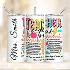 Personalized 20oz Skinny Tumbler with Straw Back to School Appreciation Gift for Teacher