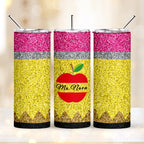 Personalized Glitter Apple 20oz Skinny Tumbler with Straw Back to School Appreciation Gift for Teacher