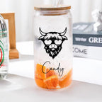 Personalized Highland Cow Tumbler with Name Clear Can Glass Gift for Highland Cow Lovers