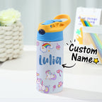 Custom Name Rainbow Unicorn Stainless Steel Water Cup Children's Day Gift for Kids