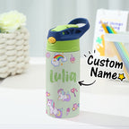 Custom Name Rainbow Unicorn Stainless Steel Water Cup Children's Day Gift for Kids