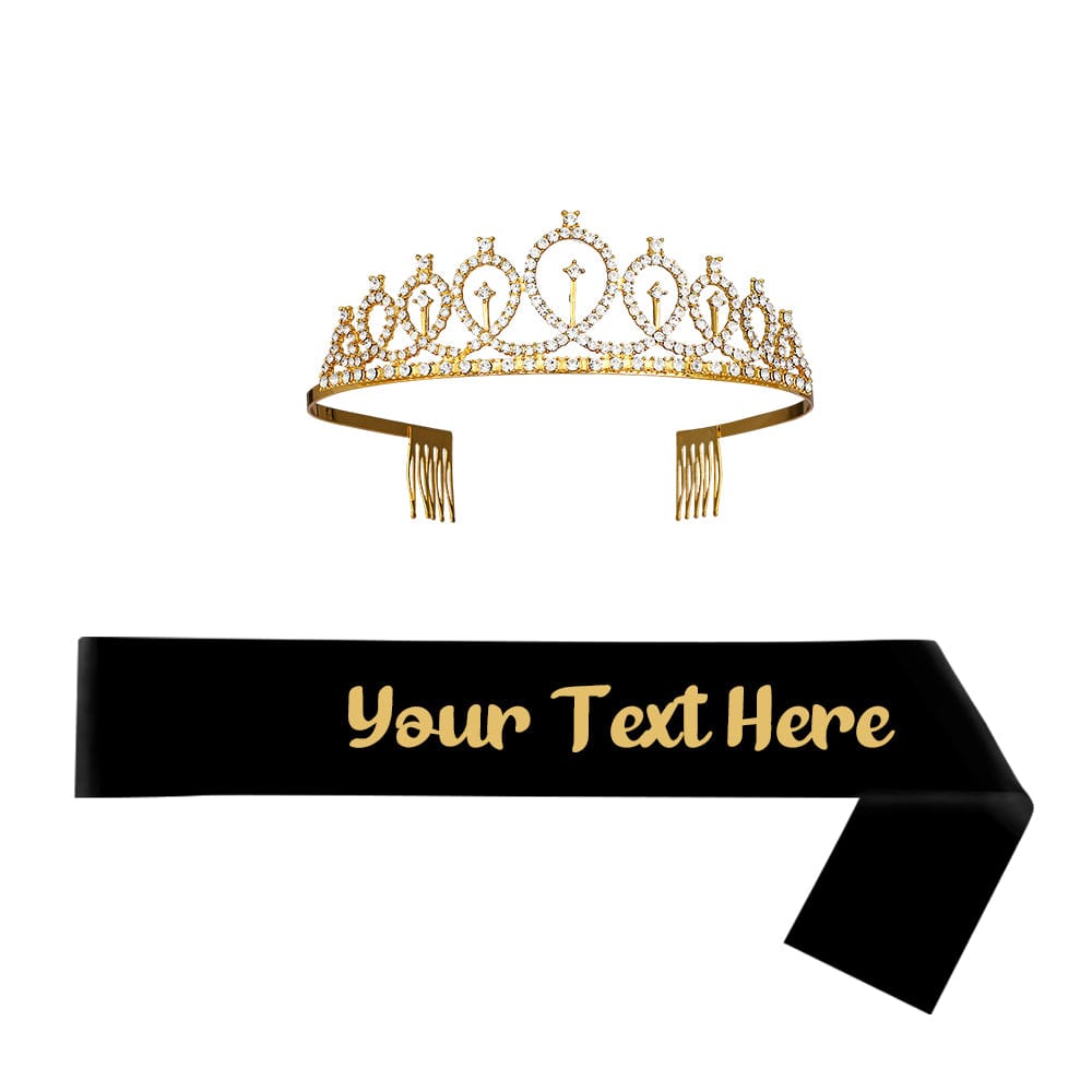 Custom Sash and Tiara Set Personalized Sash Rhinestone Crowns Party Decorations Kit for Women