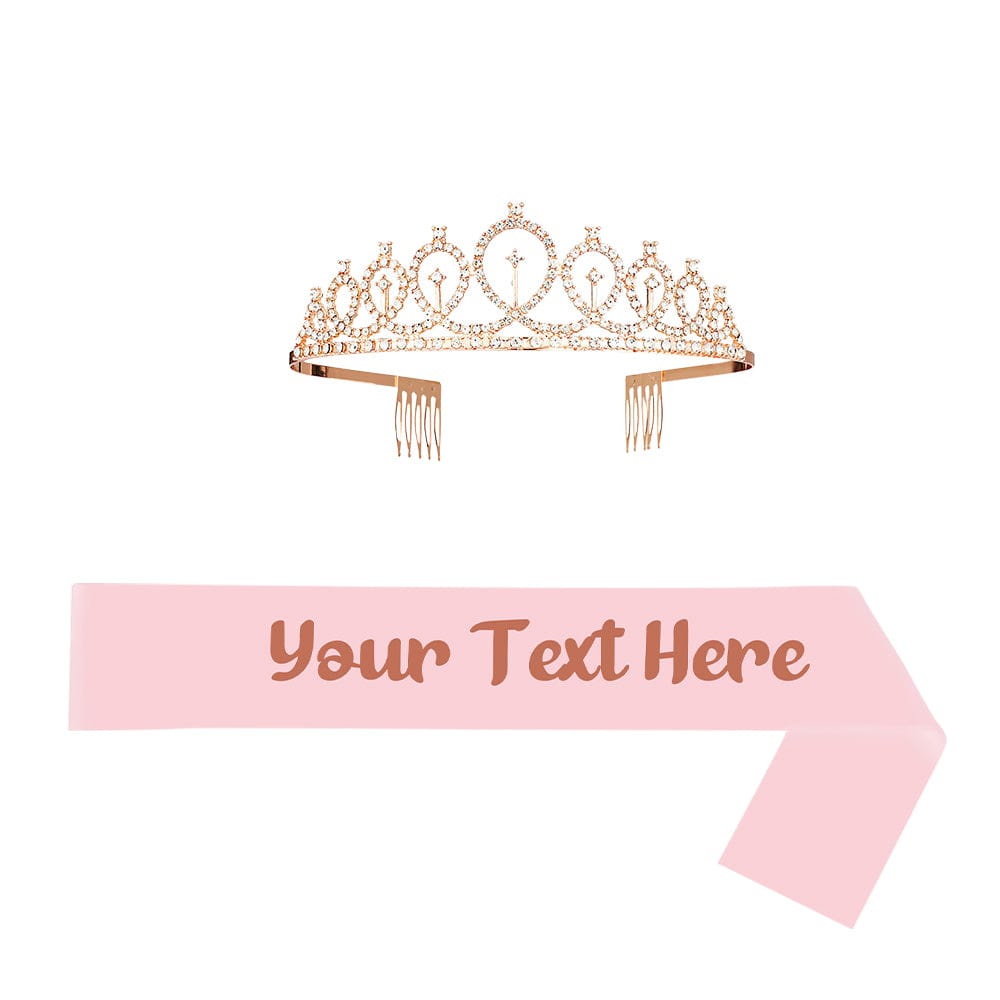 Custom Sash and Tiara Set Personalized Sash Rhinestone Crowns Party Decorations Kit for Women
