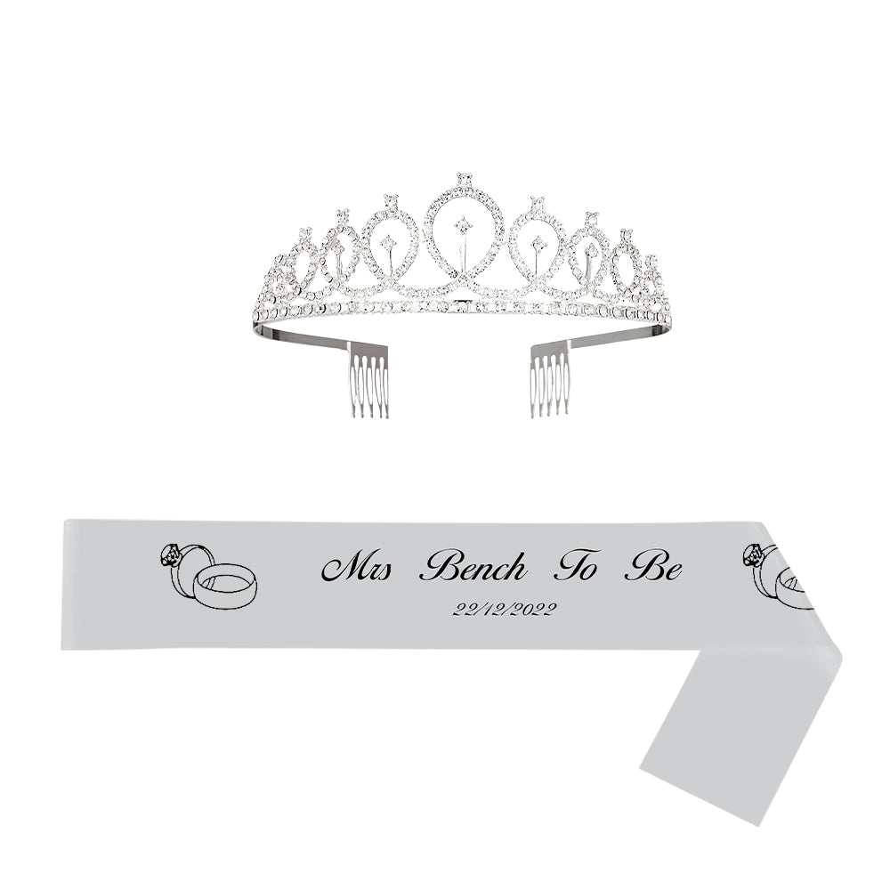 Custom Sash and Tiara Set Personalized Pattern Sash Rhinestone Crowns Party Decorations Kit for Women