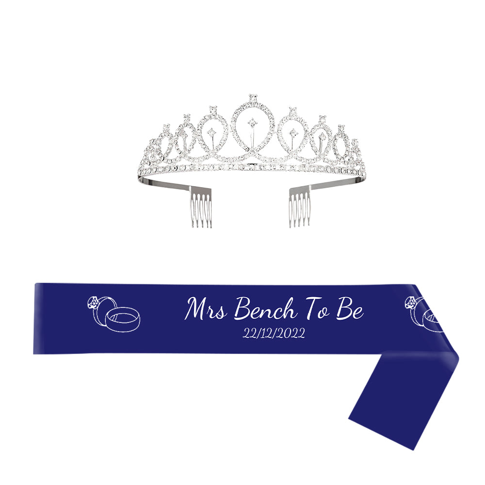 Custom Sash and Tiara Set Personalized Pattern Sash Rhinestone Crowns Party Decorations Kit for Women