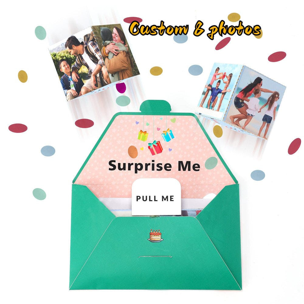 Personalise Surprise Confetti Card Birthday Exploding Box Card Custom Photo 3D Pop-Up Greeting Card