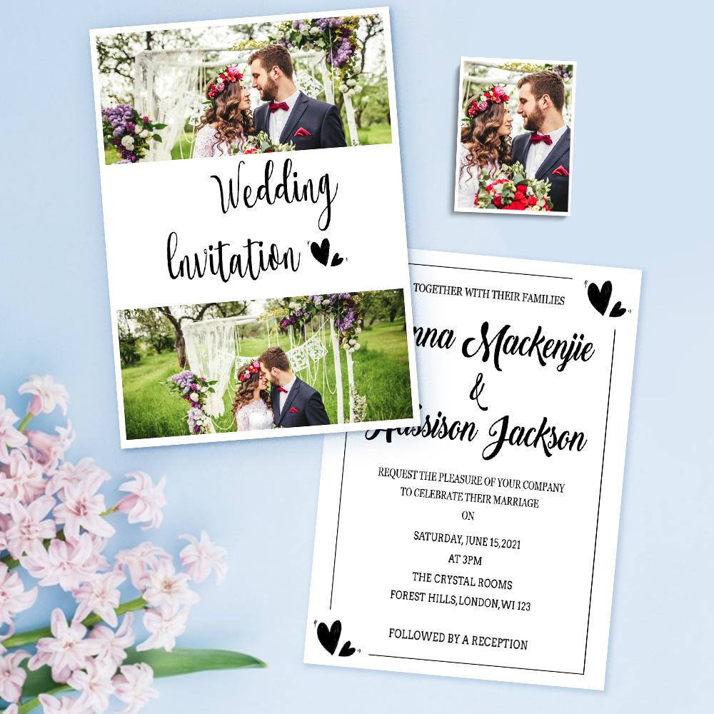 Custom Text Personalized Photo Wedding Invitation Card - Unique and Memorable