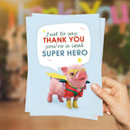 Funny Super Hero Pig Thank You Card Baby Shower Gifts