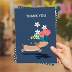 Blue Dog Bouquet Thank You Card Birthday or Baby Shower Gifts