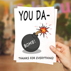 Funny Thank You Card You Da Bomb Pun Thank You For Everything Gift Card