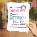 Rainbow Thank You Cards Fill In The Blank Thank You Gift Cards For Kids