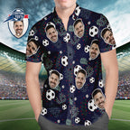 personalized face photo hawaiian shirt soccer pattern print gift for boyfriend