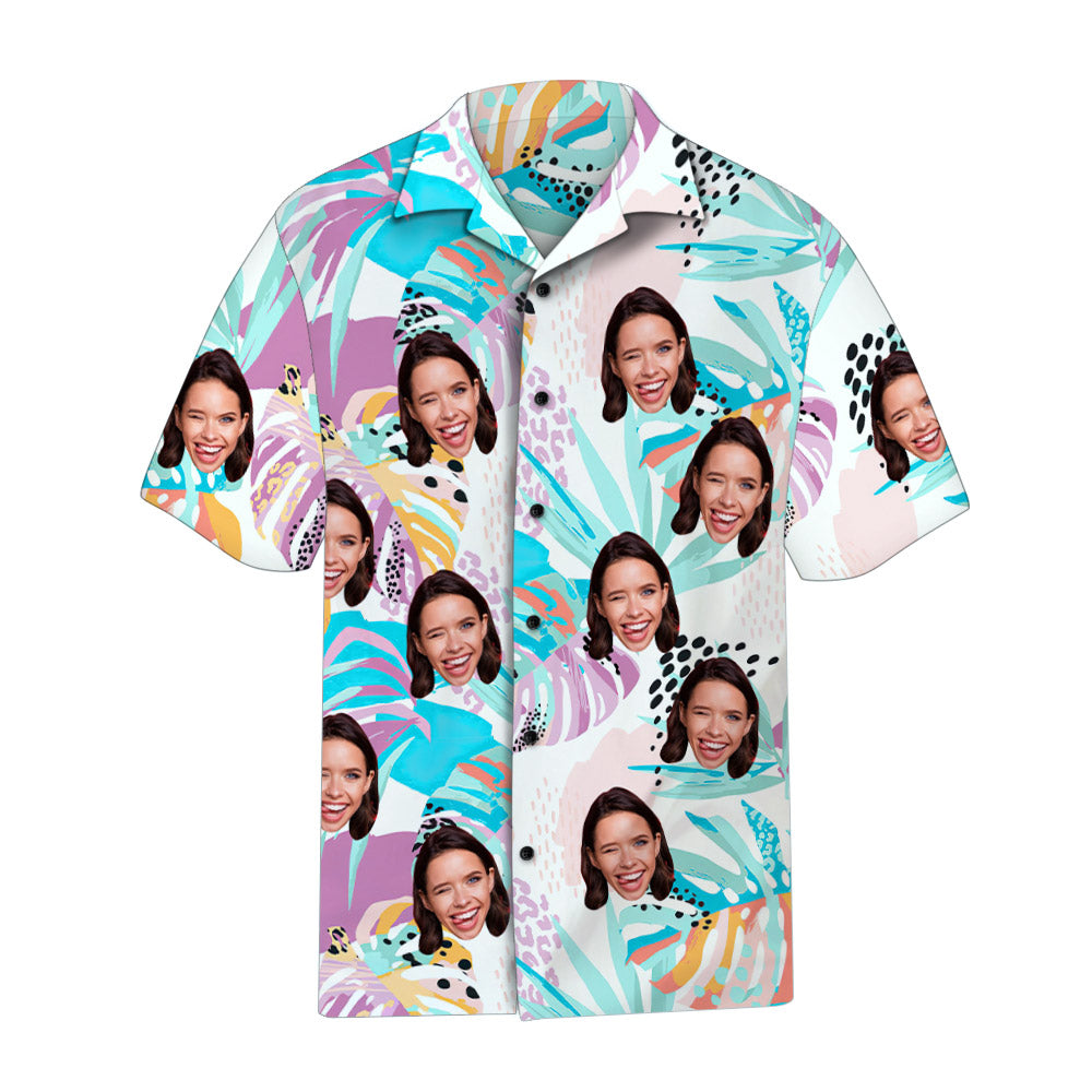 Personalized Photo Hawaiian Shirt Custom Face Tropical Pattern Hawaiian Shirt