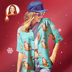 Custom Face Christmas Pool Party Hawaiian Shirt Women's Personalised Christmas Gift