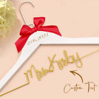 Customizable Text Name Date Bow Wedding Dress Hanger Gift for Weddings