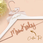 Customizable Text Name Date Bow Wedding Dress Hanger Gift for Weddings