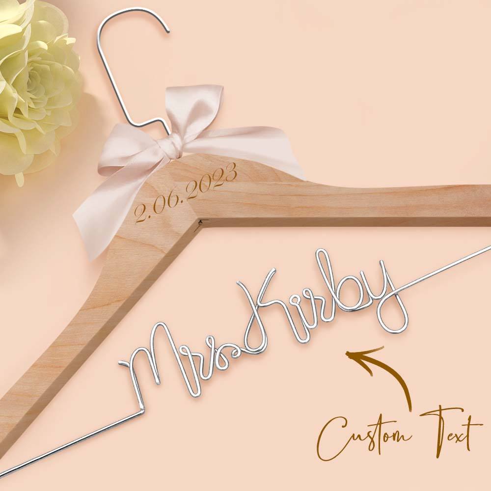 Customizable Text Name Date Bow Wedding Dress Hanger Gift for Weddings