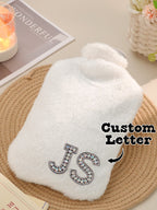 Personalized Hot Water Bottle with Initial Hot Compress and Cold Therapy Hot Water Bag for Winter Gifts
