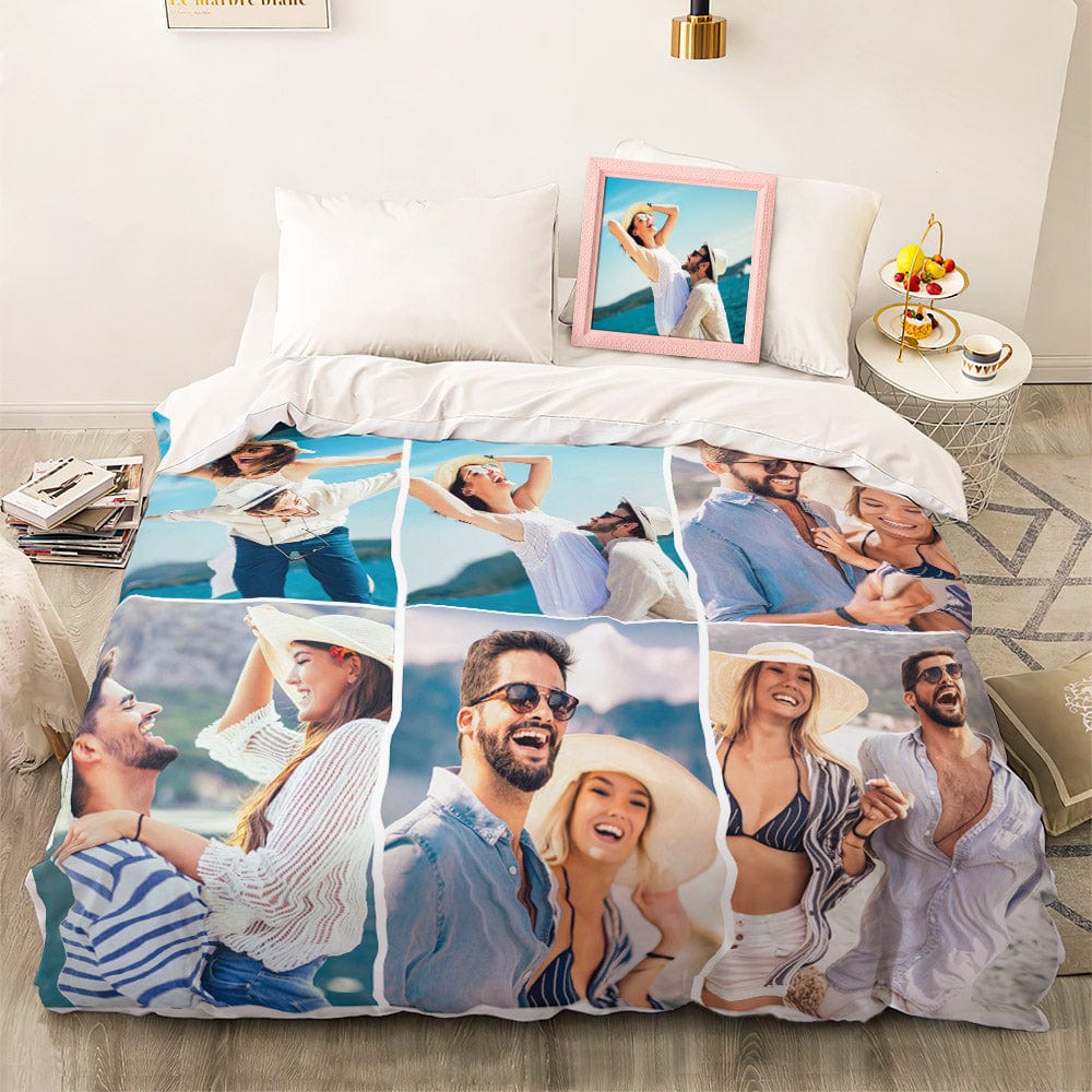 Custom Photo Collage Bedding Personalized Bedding Duvet Cover Double Bed Sheet Gifts